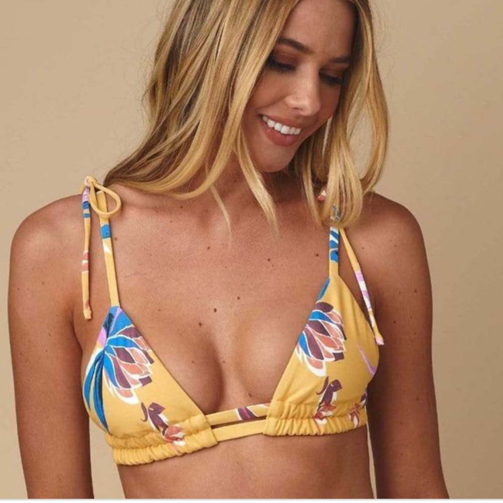 NWOT Montce Swim XS Sample Yellow Batik Palua Top